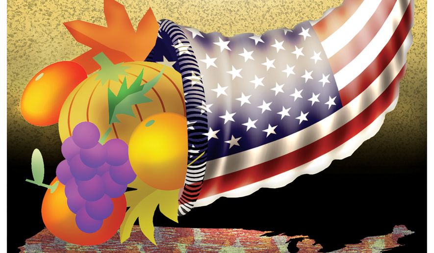 Thanksgiving in the United States of America illustration by Alexander Hunter/The Washington Times