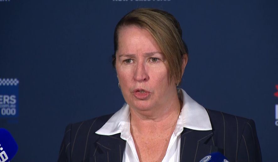 In this image made from video, New South Wales Police Sex Crimes Squad Commander Jayne Doherty speaks to the media regarding a Sydney-based distribution network of child sexual abuse material in Sydney, Australia, Monday, Dec. 1, 2025. (Channel 9 via AP)