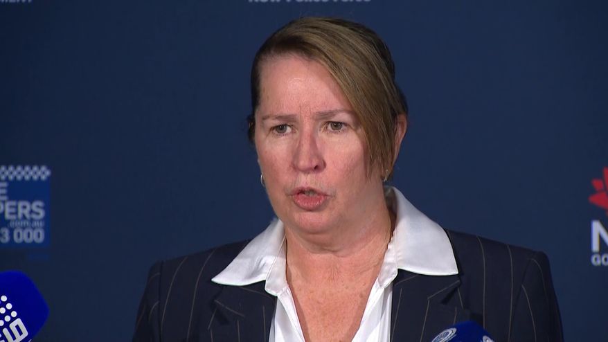 In this image made from video, New South Wales Police Sex Crimes Squad Commander Jayne Doherty speaks to the media regarding a Sydney-based distribution network of child sexual abuse material in Sydney, Australia, Monday, Dec. 1, 2025. (Channel 9 via AP)