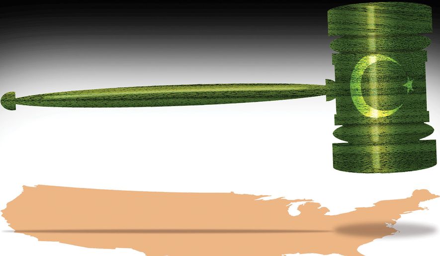 Islamic arbitration and Shariah courts in the United States of America illustration by Alexander Hunter/The Washington Times