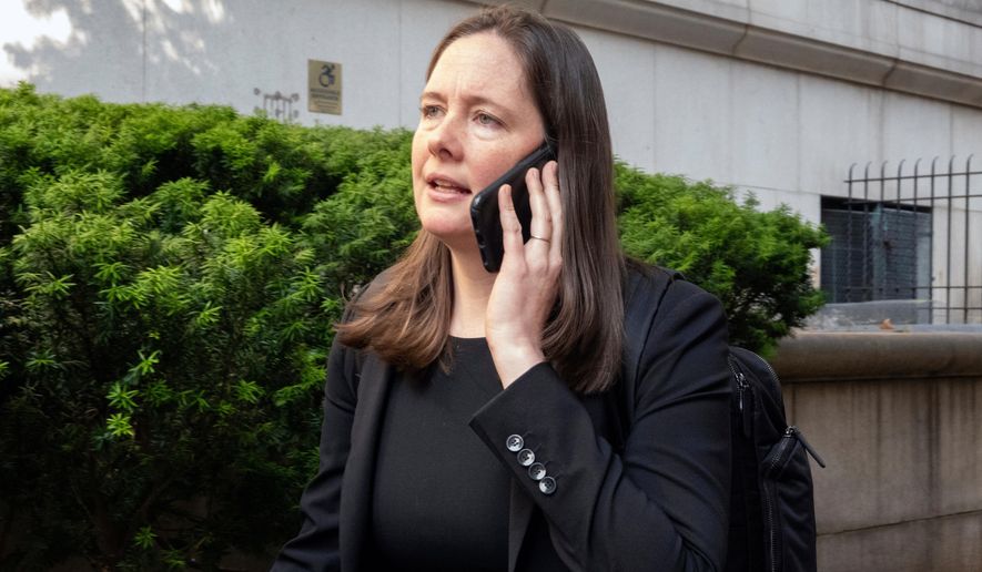 FILE - Assistant U.S. Attorney Maurene Comey is outside court during the Sean "Diddy" Combs' sex trafficking trial, June 3, 2025. (AP Photo/Ted Shaffrey, File)
