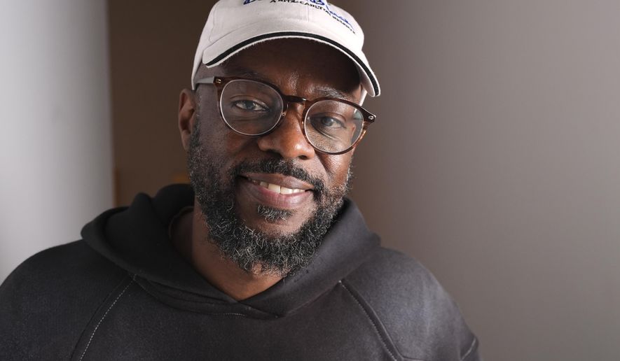 Willonius Hatcher, also known as King Willonius, poses for a portrait near his presentation at the a16z AI Creative Gallery, Thursday, Sept. 18, 2025, in New York. (AP Photo/Frank Franklin II)