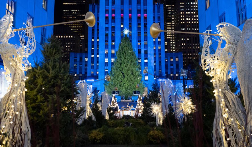 Rockefeller Center Christmas tree ahead of the 93rd annual lighting ceremony, Wednesday, Dec. 3, 2025, in New York. (AP Photo/Yuki Iwamura)