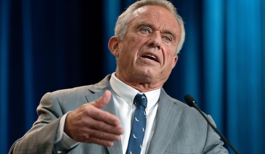Health and Human Services Secretary Robert F. Kennedy Jr. speaks during a news conference at the Hubert Humphrey Building Auditorium in Washington, April 22, 2025. (AP Photo/Jose Luis Magana, file)