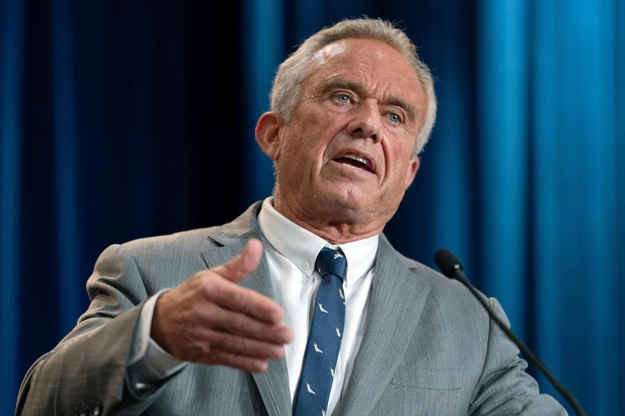 Health and Human Services Secretary Robert F. Kennedy Jr. speaks during a news conference at the Hubert Humphrey Building Auditorium in Washington, April 22, 2025. (AP Photo/Jose Luis Magana, file)
