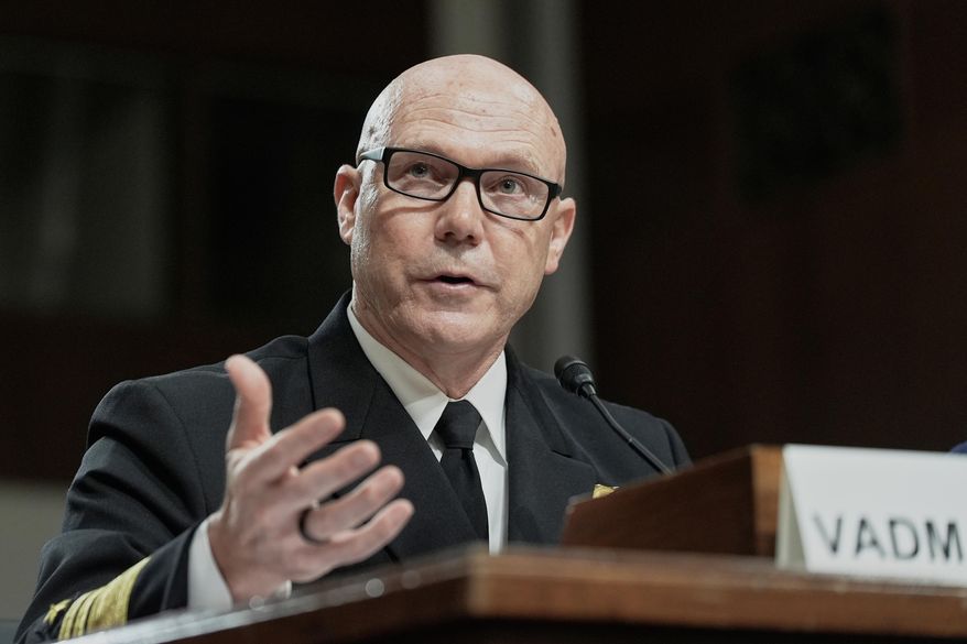 Admiral Frank "Mitch" Bradley testifies during a Senate Armed Services Committee hearing to examine his nomination to be admiral and commander of the U.S. Special Operations Command, July 22, 2025, at the U.S. Capitol in Washington. (AP Photo/Mariam Zuhaib, File)