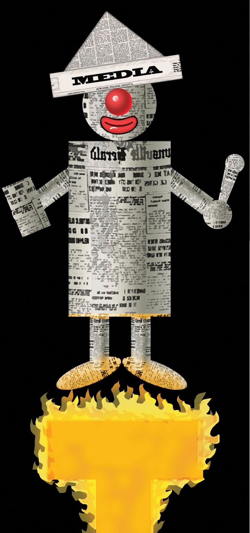 Pointing out liberal media bias against President Donald Trump illustration by Alexander Hunter/The Washington Times