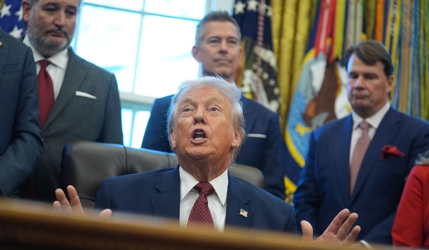 President Donald Trump speaks during an event on fuel economy standards in the Oval Office of the White House, Wednesday, Dec. 3, 2025, in Washington. (AP Photo/Evan Vucci)