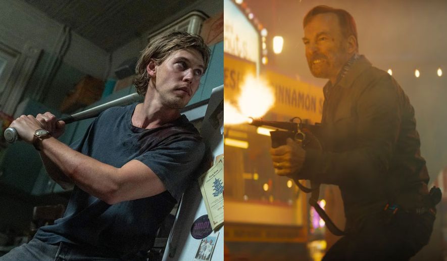 Austin Butler in "Caught Stealing," and Bob Odenkirk in "Nobody 2," now available in the 4K disc format.
