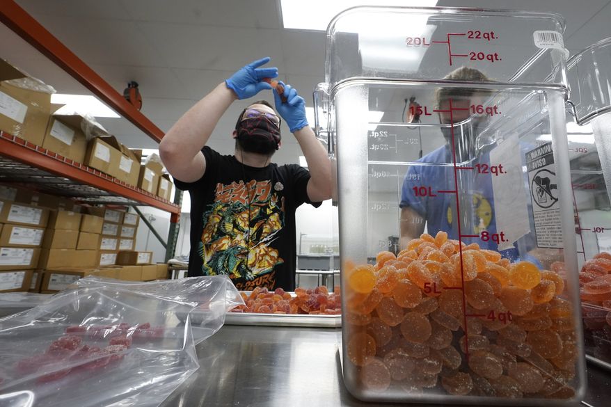 THC gummy edibles, Thursday, April 29, 2021. (AP Photo/Paul Sancya)