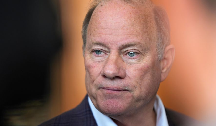 Detroit Mayor Mike Duggan speaks to city employees in Detroit, Nov. 13, 2024. (AP Photo/Paul Sancya, File)