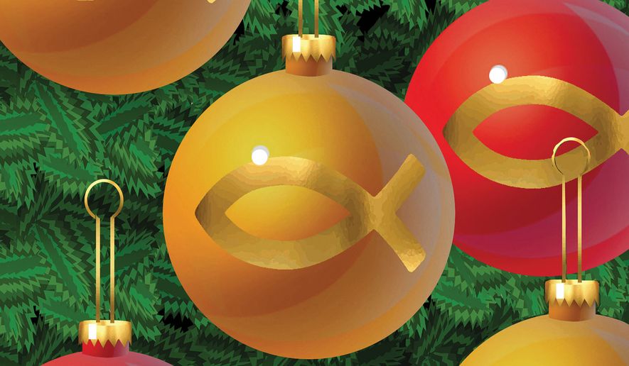 Christmas is a Christian celebration of the birth of Jesus Christ illustration by Alexander Hunter/The Washington Times