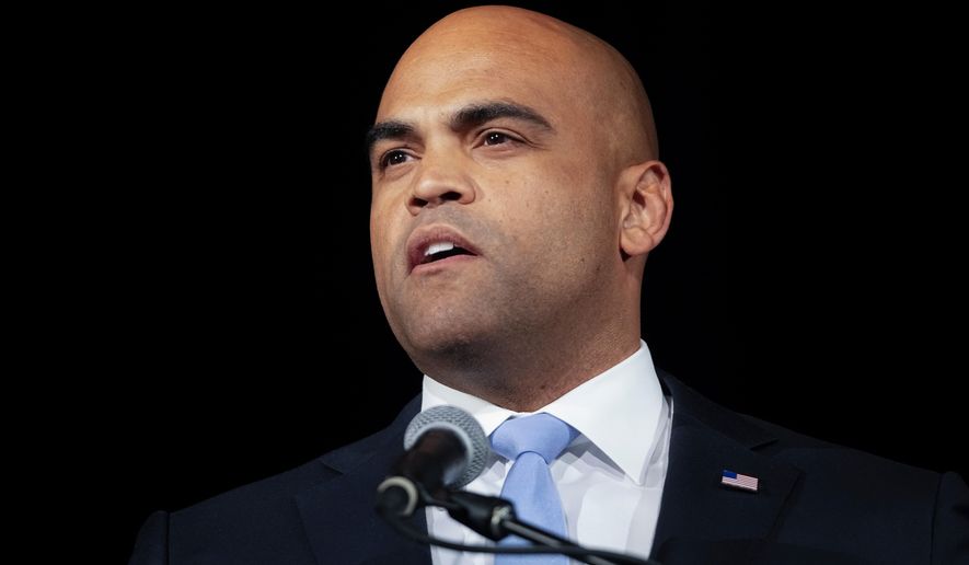 FILE - Texas Democratic Senate candidate Rep. Colin Allred, D-Texas, speaks during a watch party on election night, Tuesday, Nov. 5, 2024, in Dallas. (AP Photo/Tony Gutierrez, file)