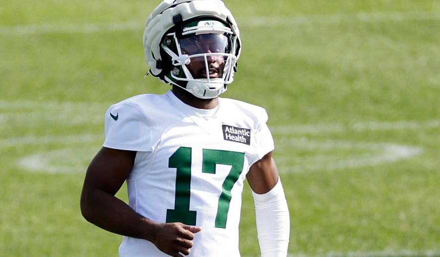 FILE - New York Jets cornerback Kris Boyd takes part in an NFL football training camp, July 23, 2025, in Florham Park, N.J. (AP Photo/Adam Hunger, File)