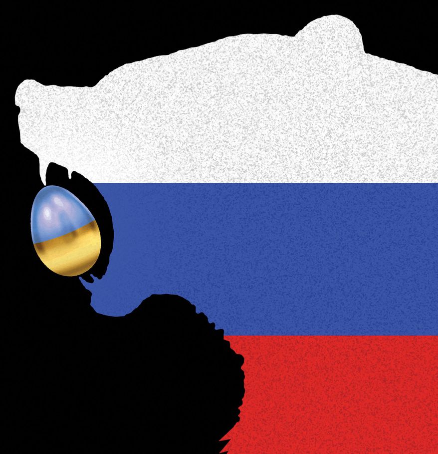 Russia and Ukraine war illustration by Alexander Hunter/The Washington Times
