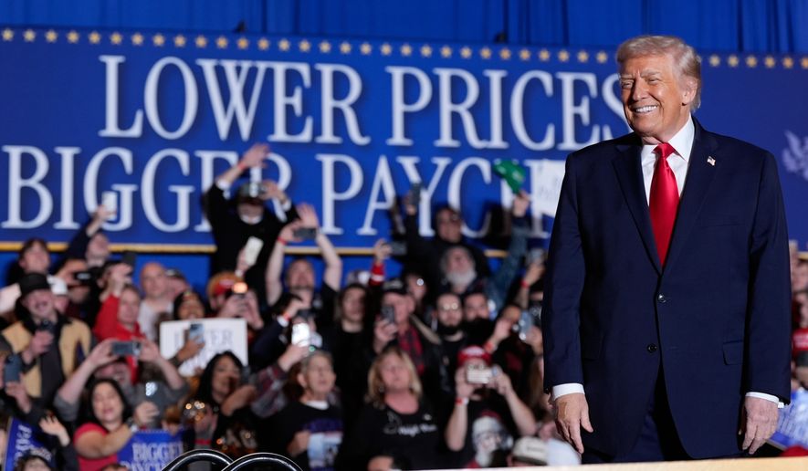 President Donald Trump arrives to speak at Mount Airy Casino Resort, Tuesday, Dec. 9, 2025, in Mount Pocono, Pa. (AP Photo/Alex Brandon)