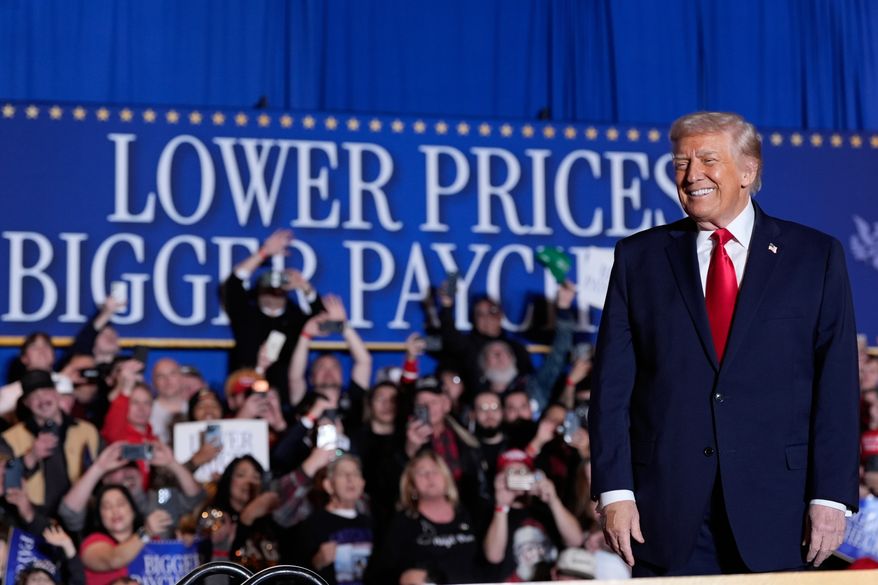President Donald Trump arrives to speak at Mount Airy Casino Resort, Tuesday, Dec. 9, 2025, in Mount Pocono, Pa. (AP Photo/Alex Brandon)