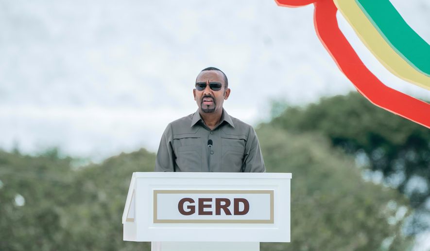 Ethiopia's Prime Minister Abiy Ahmed Ali delivers a speech during the inauguration of the Grand Ethiopian Renaissance Dam, in Benishangul-Gumuz, Ethiopia, Sept. 9, 2025. (AP Photo, File)