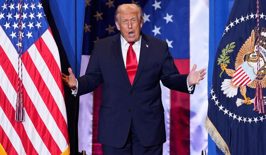 President Donald Trump arrives to speak at Mount Airy Casino Resort, Tuesday, Dec. 9, 2025, in Mount Pocono, Pa. (AP Photo/Alex Brandon)