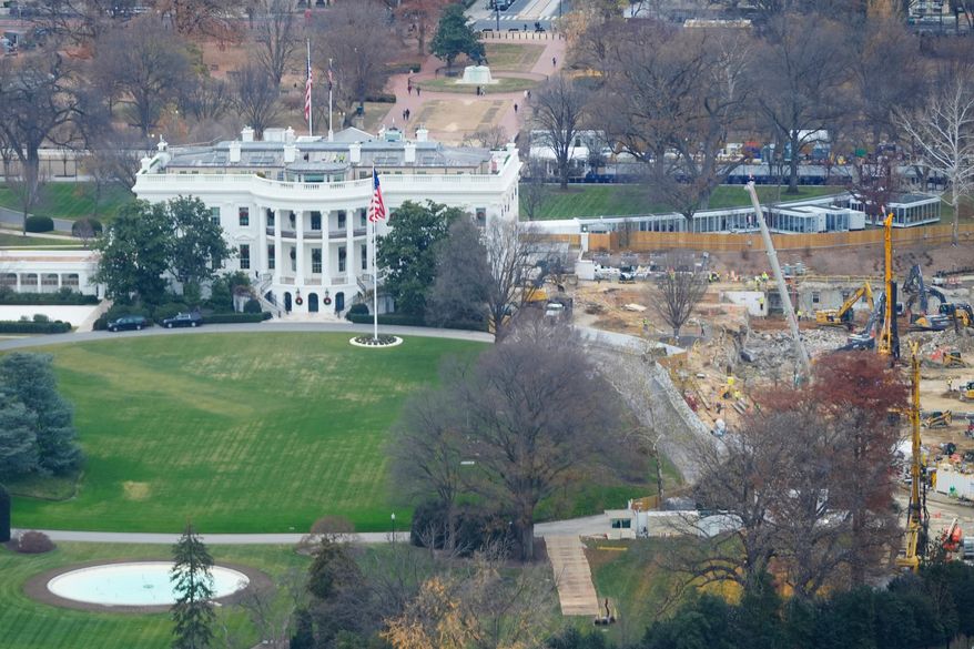 Work continues on the contruction of the ballroom at the White House, Tuesday, Dec., 9, 2025, in Washington, where the East Wing once stood. (AP Photo/Pablo Martinez Monsivais)