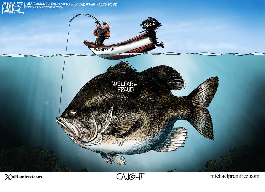 Caught (Illustration by Michael Ramirez for Creators Syndicate)