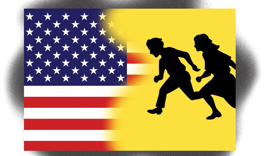 Illegal immigrants in the United States of America illustration by Alexander Hunter/The Washington Times