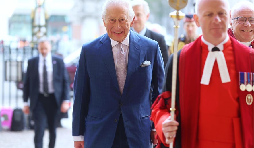 Britain's King Charles III attends an Advent Service at Westminster Abbey, in London, Wednesday, Dec. 10, 2025. (Chris Jackson/Pool Photo via AP)