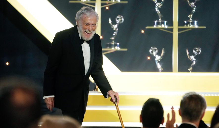 Dick Van Dyke accepts the award for outstanding guest performance in a daytime drama series for "Days of our Lives" during the 51st Daytime Emmy Awards on Friday, June 7, 2024, at the Westin Bonaventure in Los Angeles.(AP Photo/Chris Pizzello, File)
