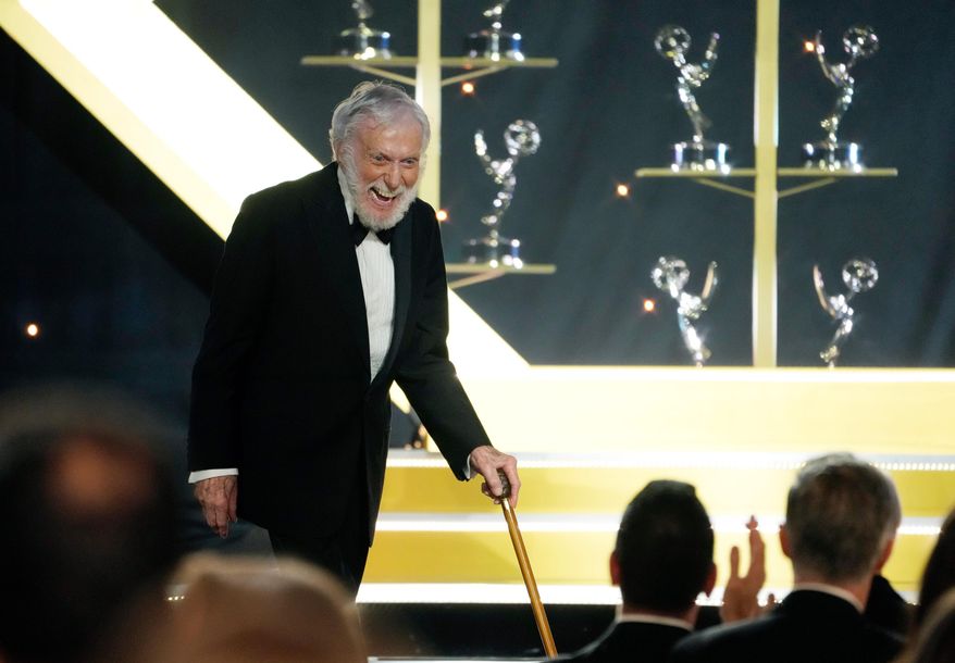 Dick Van Dyke accepts the award for outstanding guest performance in a daytime drama series for "Days of our Lives" during the 51st Daytime Emmy Awards on Friday, June 7, 2024, at the Westin Bonaventure in Los Angeles.(AP Photo/Chris Pizzello, File)