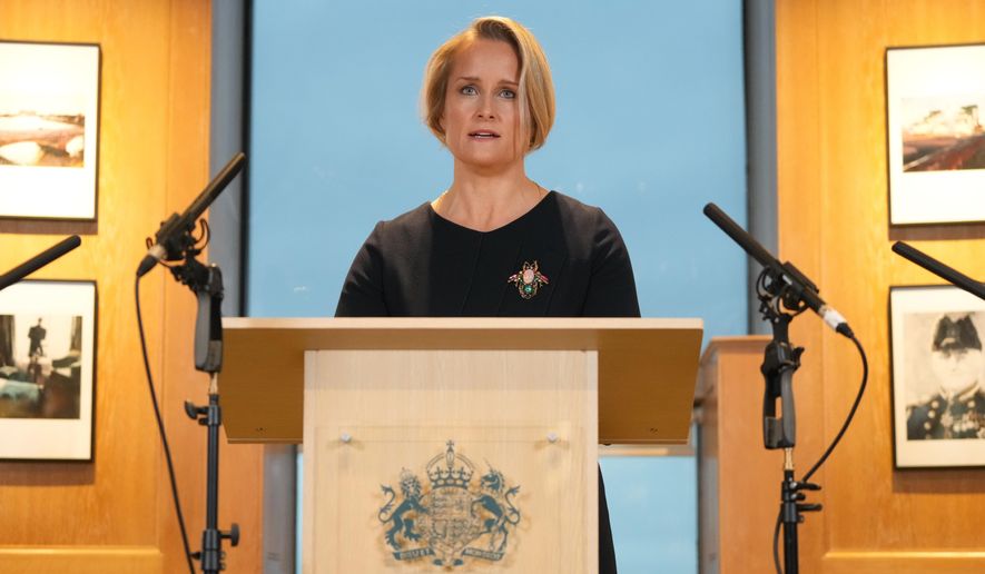 The new head of Britain's MI6 Blaise Metreweli makes her first public speech in London, Monday, Dec. 15, 2025. (AP Photo/Kirsty Wigglesworth,pool)