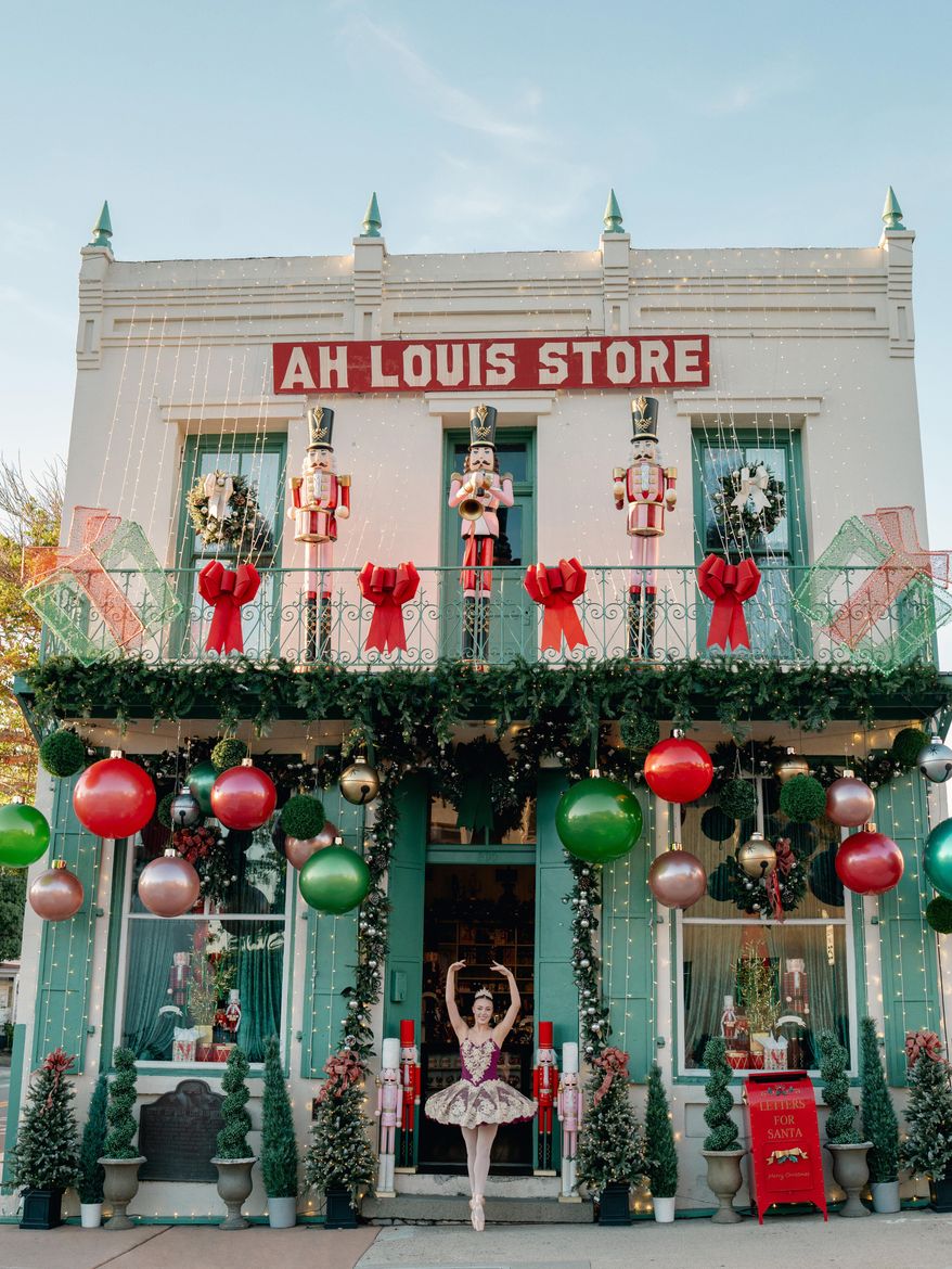This photo provided by Ah Louis Store shows the store decorated for the holidays on Nov. 24, 2025 in San Luis Obispo, Calif. (Ah Louis Store via AP)