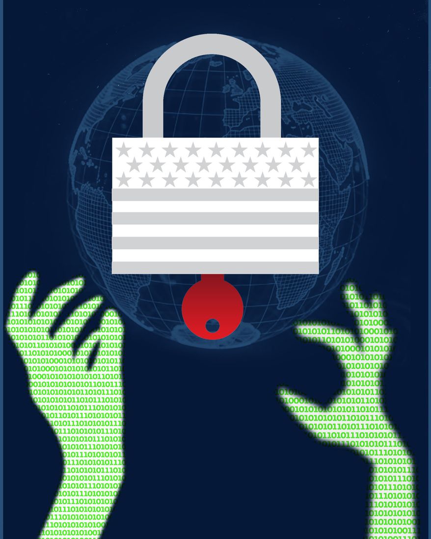The United States of America preventing foreign cyber sabotage illustration by Linas Garsys / The Washington Times