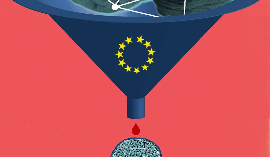 European Union's Artificial Intelligence (AI) Act regulations illustration by Linas Garsys / The Washington Times