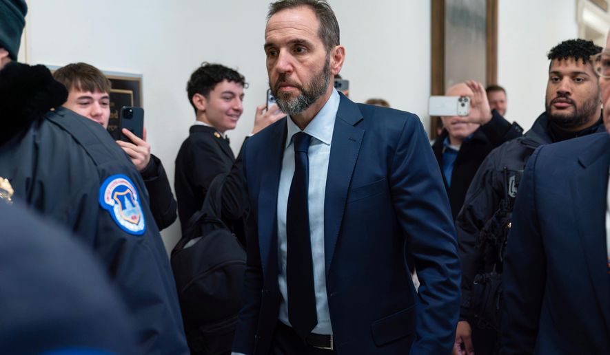 Former Department of Justice Special Counsel Jack Smith arrives for a closed-door interview with House Republicans at Capitol Hill, Wednesday, Dec. 17, 2025, in Washington. (AP Photo/Jose Luis Magana)