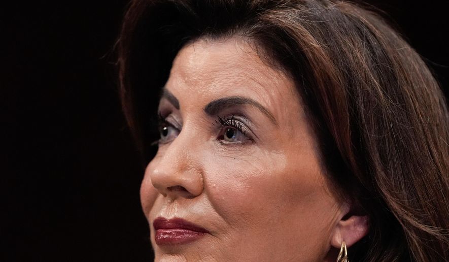 New York Gov. Kathy Hochul speaks during a House Committee on Oversight and Government Reform hearing, June 12, 2025, at the U.S. Capitol in Washington. (AP Photo/Julia Demaree Nikhinson, File)