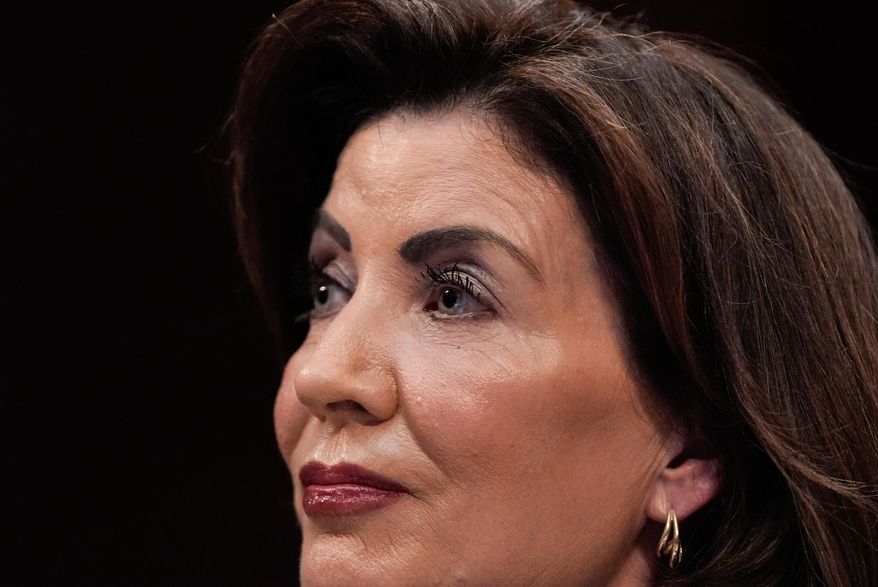 New York Gov. Kathy Hochul speaks during a House Committee on Oversight and Government Reform hearing, June 12, 2025, at the U.S. Capitol in Washington. (AP Photo/Julia Demaree Nikhinson, File)