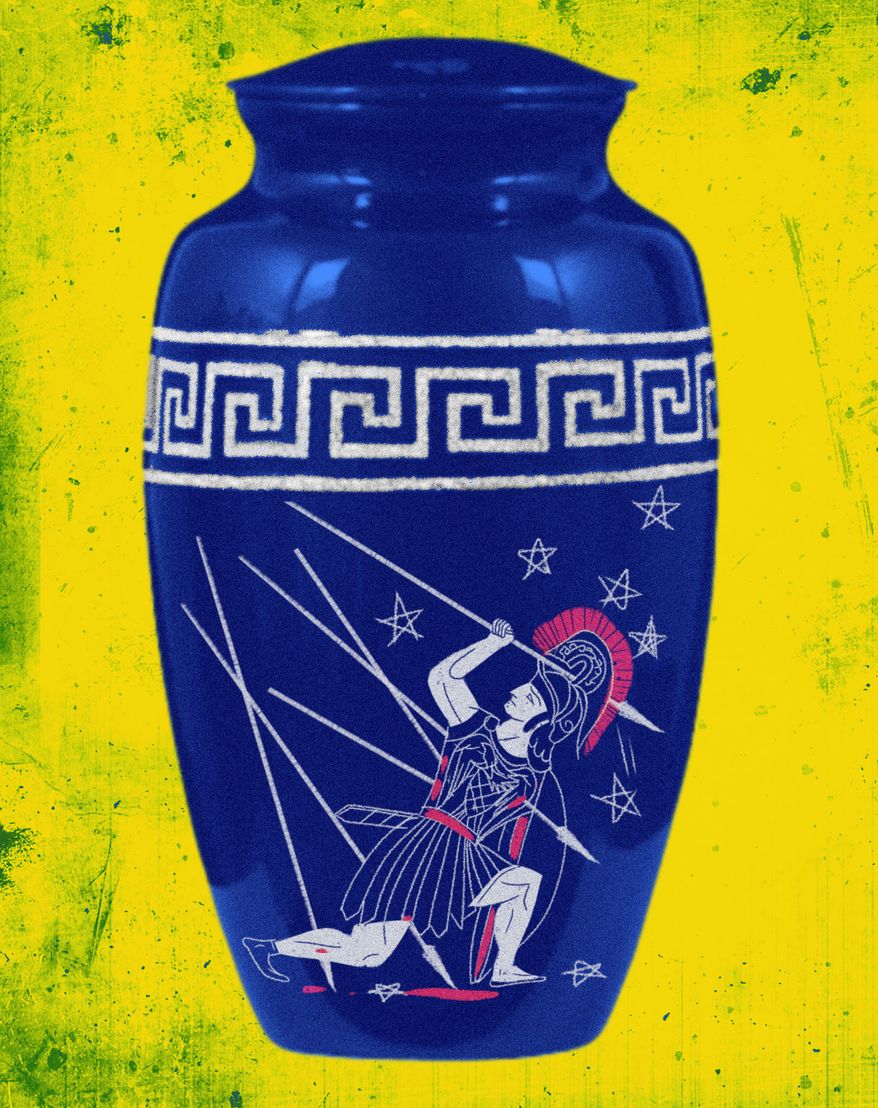 Death of European culture and civilization illustration by Linas Garsys / The Washington Times