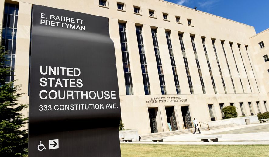 A view of the E. Barrett Prettyman U.S. Courthouse in Washington, Sept. 22, 2014. (AP Photo/Susan Walsh, File)