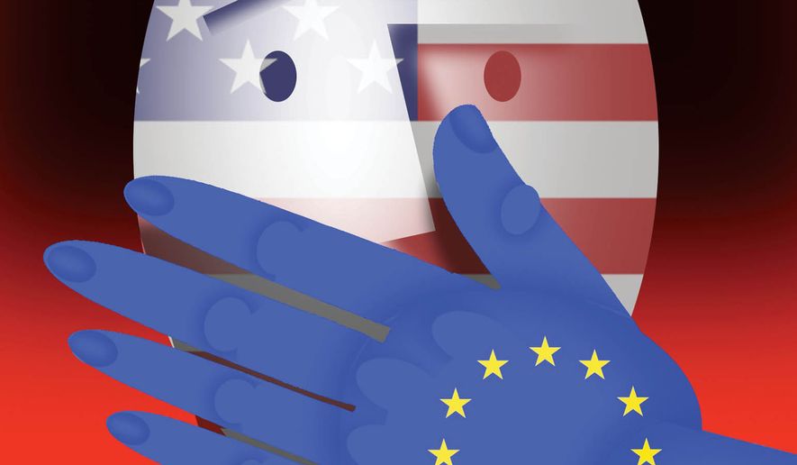 Free speech in the European Union illustration by Alexander Hunter/The Washington Times