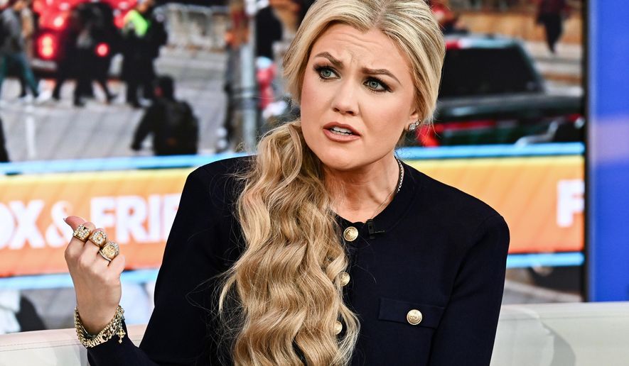 Turning Point USA CEO Erika Kirk speaks during an appearance on "Fox & Friends" at Fox News headquarters on Tuesday, Dec. 9, 2025, in New York. (Photo by Evan Agostini/Invision/AP) ** FILE **