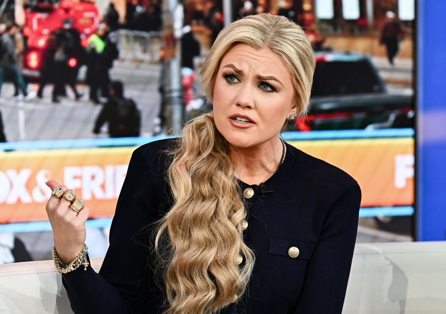 Turning Point USA CEO Erika Kirk speaks during an appearance on "Fox & Friends" at Fox News headquarters on Tuesday, Dec. 9, 2025, in New York. (Photo by Evan Agostini/Invision/AP) ** FILE **