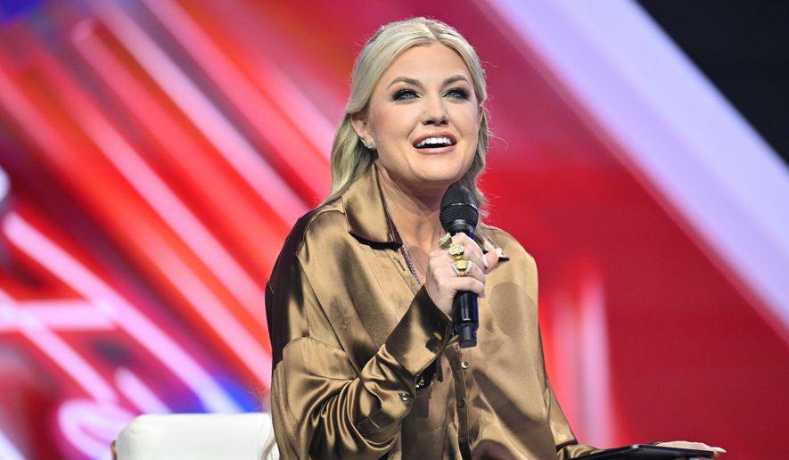 Erika Kirk speaks during Turning Point USA's AmericaFest 2025, Sunday, Dec. 21, 2025, in Phoenix. (AP Photo/Jon Cherry)