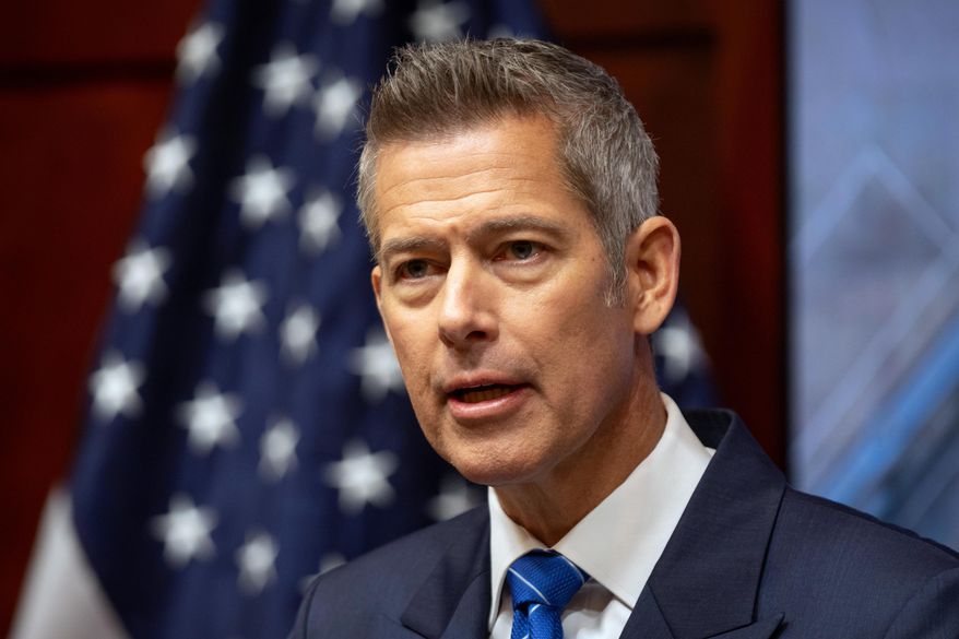 Transportation Secretary Sean Duffy speaks during a news conference at the Department of Transportation in Washington, Dec. 12, 2025. (AP Photo/Mark Schiefelbein, File)