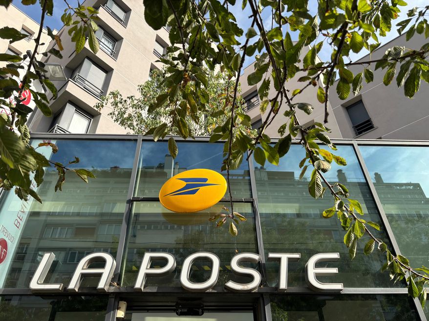 A general view of France's national postal service, La Poste, in Paris, Saturday, Aug. 23, 2025. (AP Photo/Bertrand Combaldieu, File)