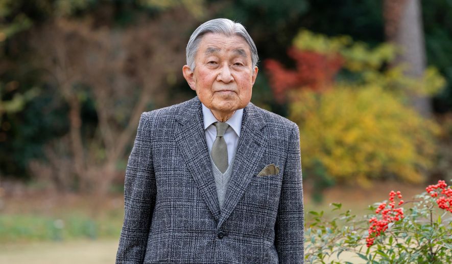 In this Dec. 8, 2025, photo released by Japan's Imperial Household Agency, Emperor Emeritus Akihito poses for a photo at the Imperial Palace in Tokyo, marking his 92nd birthday on Dec. 23. (Imperial Household Agency of Japan via AP)