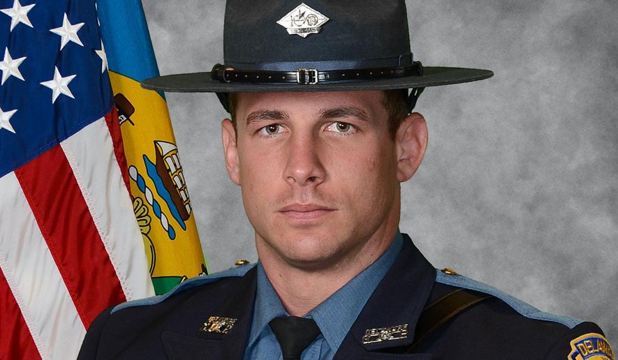 This photo provided by the Delaware State Police in December 2025 shows Cpl. Matthew Snook, a state trooper who was fatally shot at a DMV office near Wilmington, Del. (Delaware State Police via AP)