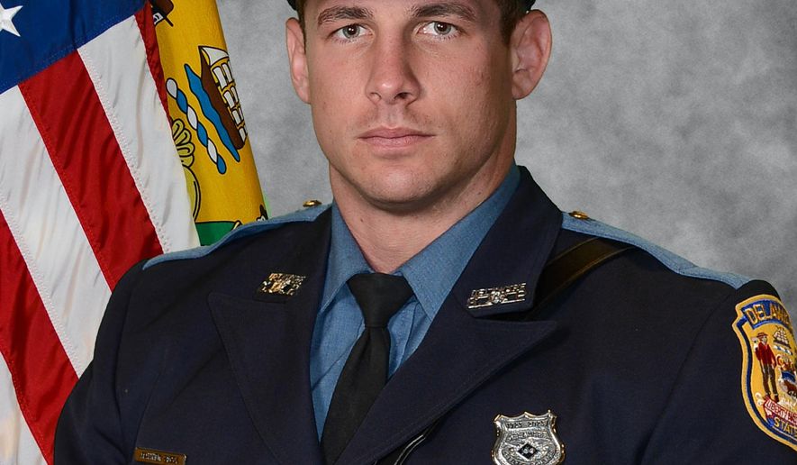This photo provided by the Delaware State Police in December 2025 shows Cpl. Matthew Snook, a state trooper who was fatally shot at a DMV office near Wilmington, Del. (Delaware State Police via AP)