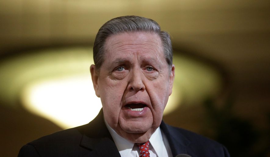 Jeffrey R. Holland, member of the quorum of the twelve apostles, speaks during a news conference at the Conference Center in Salt Lake City, Jan. 27, 2015. (AP Photo/Rick Bowmer, File )