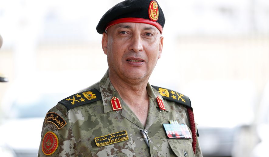 Libya's army chief of staff Gen. Muhammad Ali Ahmad al-Haddad poses for a photo in Tripoli, Libya, Oct. 3, 2022. (AP Photo/Yousef Murad, File)