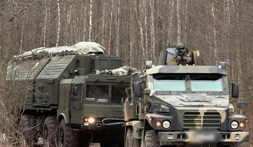 In this image made from video provided by Russian Defense Ministry Press Service on Monday, Dec. 29, 2025, A Russia's Oreshnik missile system is seen during a training in an undisclosed location in Belarus. (Russian Defense Ministry Press Service via AP)
